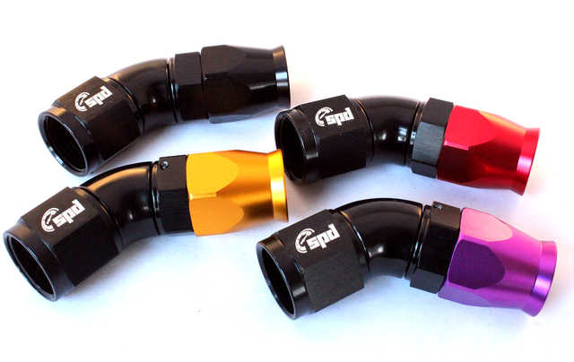 SPD AN8 hose end 45 ° Full flow PTFE