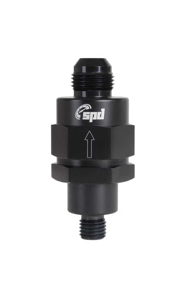SPD V2 backventil fullflödes M12x1.5 - AN8 svart
